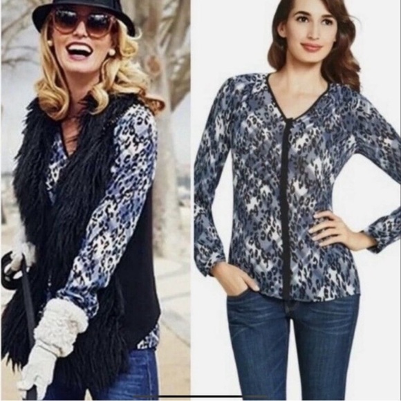 CAbi 977 Leopard Print Button Down Blouse - Picture 2 of 12